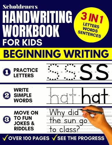 Cover image for Handwriting Workbook for Kids: 3-in-1 Writing Practice Book to Master Letters, Words & Sentences