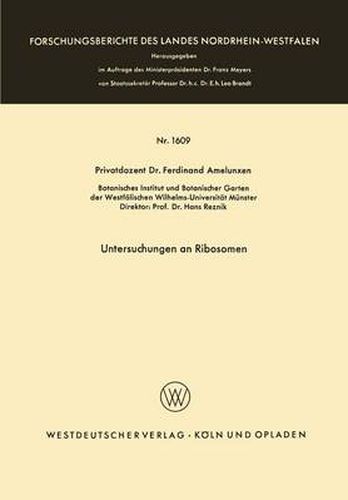 Cover image for Untersuchungen an Ribosomen