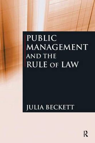 Cover image for Public Management and the Rule of Law