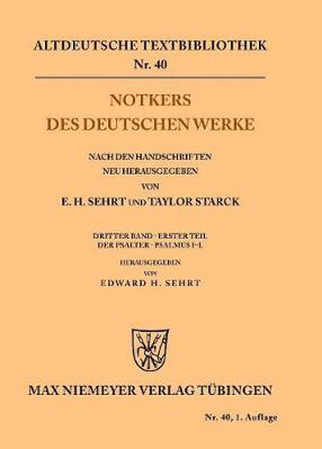 Cover image for Notkers des Deutschen Werke