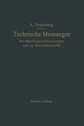 Cover image for Technische Messungen bei Maschinenuntersuchungen und zur Betriebskontrolle