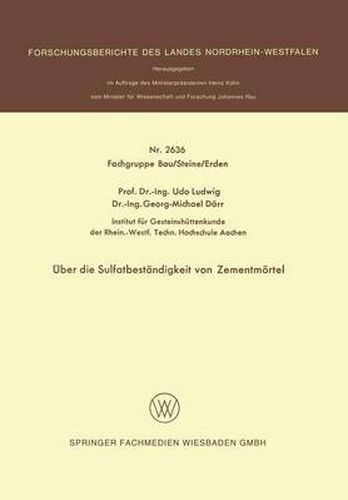 Cover image for UEber Die Sulfatbestandigkeit Von Zementmoertel