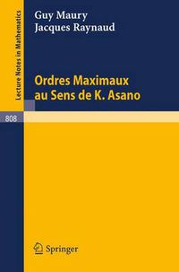 Cover image for Ordres Maximaux Au Sens de K. Asano