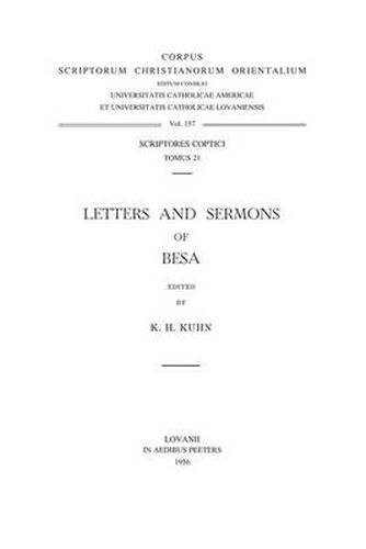 Cover image for Letters and Sermons of Besa: T.