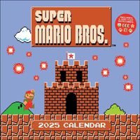 Cover image for Super Mario Bros. 8-Bit Retro 2025 Wall Calendar with Bonus Diecut Notecards