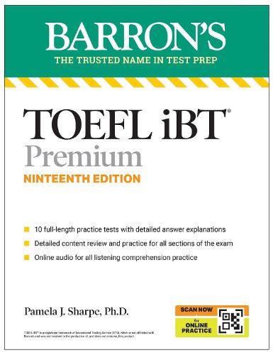 Cover image for TOEFL, iBT Premium, Nineteenth Edition: Prep Book with 10 Practice Tests + Comprehensive Review + Online Audio (2026)