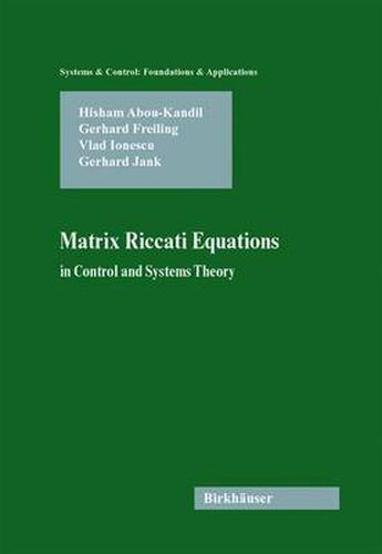 Cover image for Matrix Riccati Equations in Control and Systems Theory