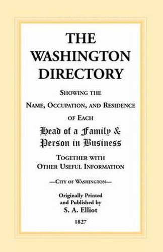Cover image for The Directory of Washington, D.C. - 1827