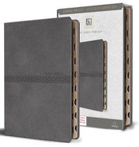 Cover image for KJV Holy Bible, Large Print Medium format, Gray Faux Leather with Ribbon Marker, Red Letter, thumb Index
