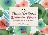 Cover image for 16 Thank You Cards Watercolor Flowers