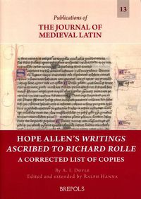 Cover image for Hope Allen's Writings Ascribed to Richard Rolle: A Corrected List of Copies