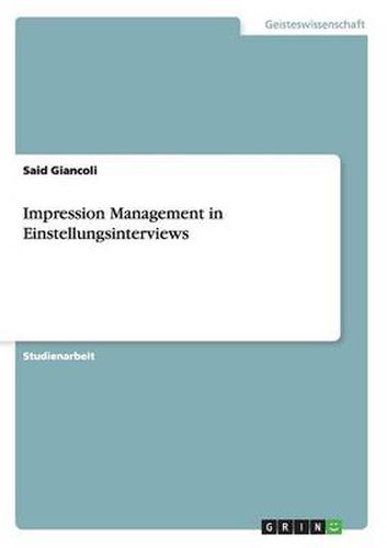 Cover image for Impression Management in Einstellungsinterviews