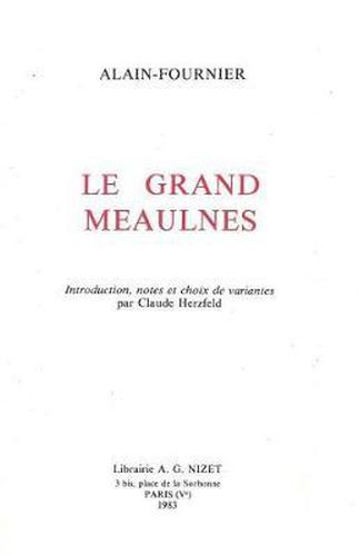 Le Grand Meaulnes d'Alain-Fournier