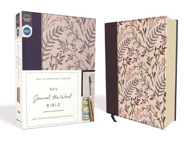 Cover image for NIV, Journal the Word Bible, Cloth over Board, Pink Floral, Red Letter, Comfort Print: Reflect, Take Notes, or Create Art Next to Your Favorite Verses