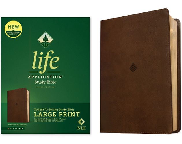 NLT Life Application Study Bible, Third Edition, Large Print (Leatherlike, Rustic Brown Leaf, Red Letter)