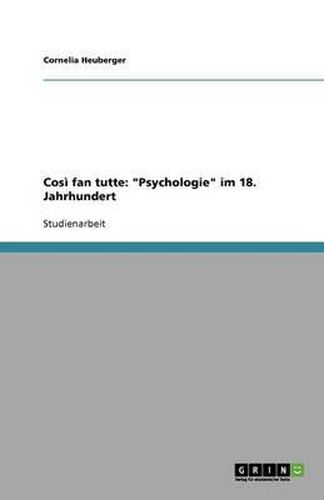 Cover image for Cosi Fan Tutte: Psychologie Im 18. Jahrhundert