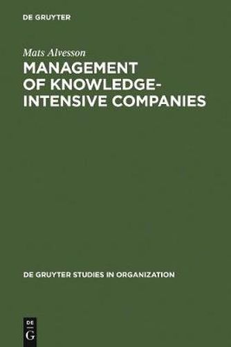 Cover image for Management of Knowledge-Intensive Companies