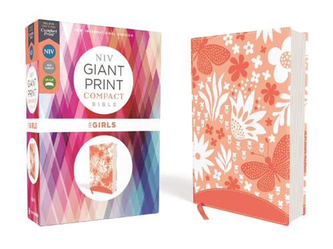 Cover image for NIV, Giant Print Compact Bible for Girls, Leathersoft, Coral, Red Letter, Comfort Print