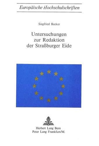 Cover image for Untersuchungen Zur Redaktion Der Strassburger Eide