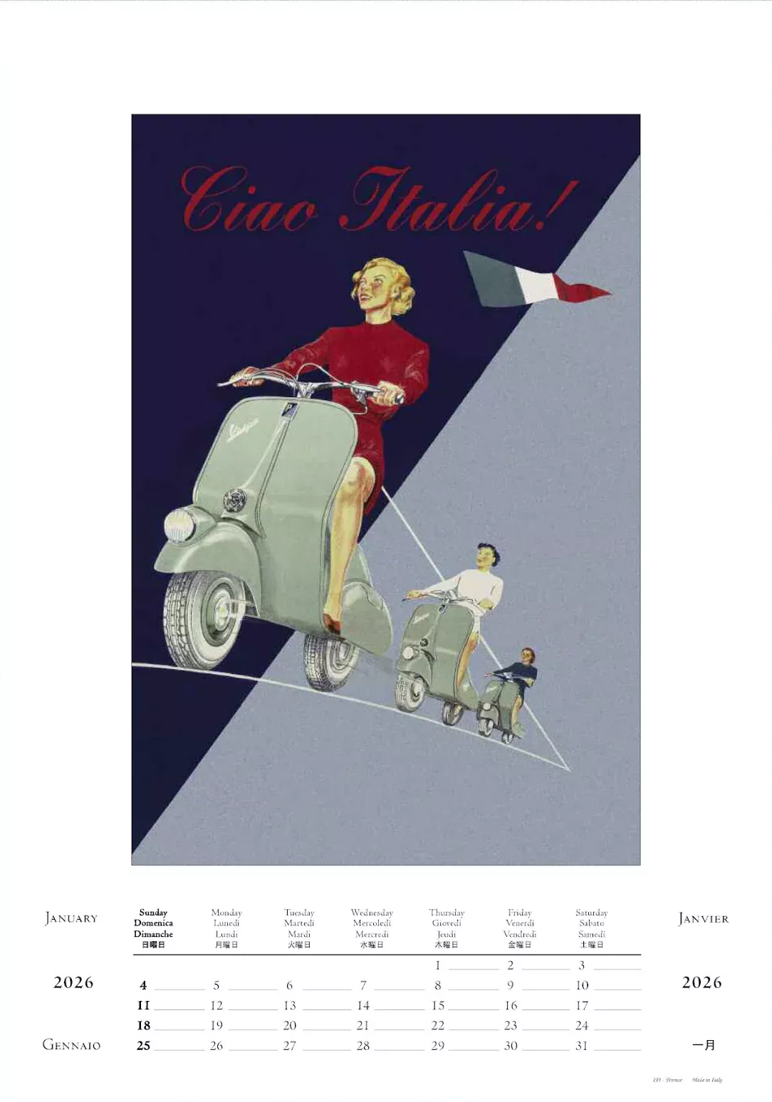 2026 Vintage Cars Large Art Calendar 35x50cm