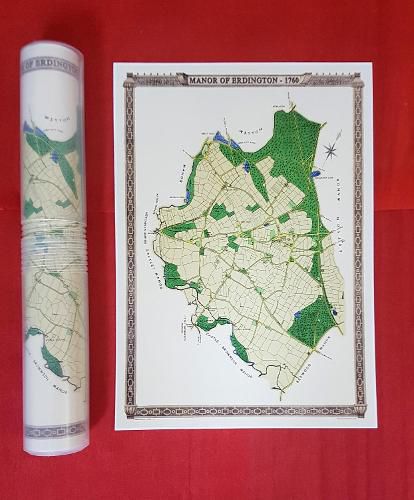 Cover image for Manor of Erdington 1760 - Old Map Supplied Rolled in a Clear Two Part Screw Presentation Tube - Print Size 45cm x 32cm