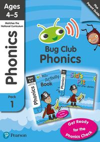 Cover image for Phonics - Learn at Home Pack 1 (Bug Club), Phonics Sets 1-3 for ages 4-5 (Six stories + Parent Guide + Activity Book)