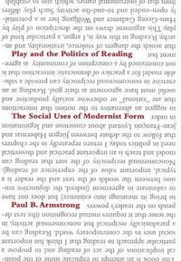 Cover image for Play and the Politics of Reading: The Social Uses of Modernist Form