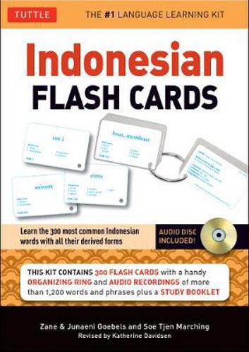 Cover image for Indonesian Flash Cards: Learn the 300 most common Indonesian words with all their derived forms (Audio CD Included)