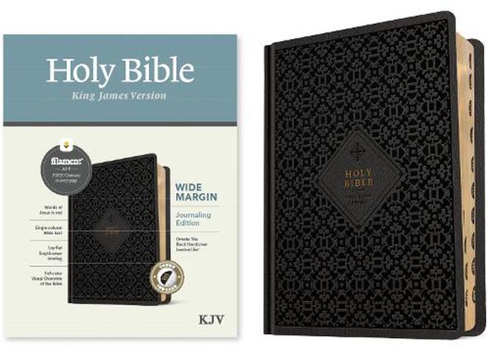 Cover image for KJV Wide Margin Bible, Filament-Enabled Edition (Hardcover Leatherlike, Ornate Tile Black, Indexed, Red Letter)