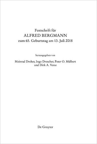 Cover image for Festschrift Fur Alfred Bergmann Zum 65. Geburtstag Am 13. Juli 2018