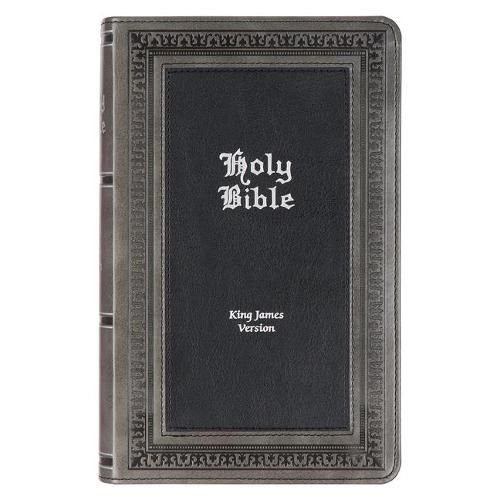 Cover image for KJV Holy Bible, Giant Print Standard Size Faux Leather Red Letter Edition - Thumb Index & Ribbon Marker, King James Version, Gray/Black