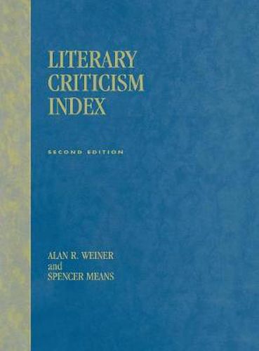 Cover image for Literary Criticism Index: 2nd Ed.