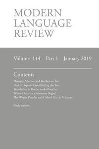 Cover image for Modern Language Review (114: 1) January 2019