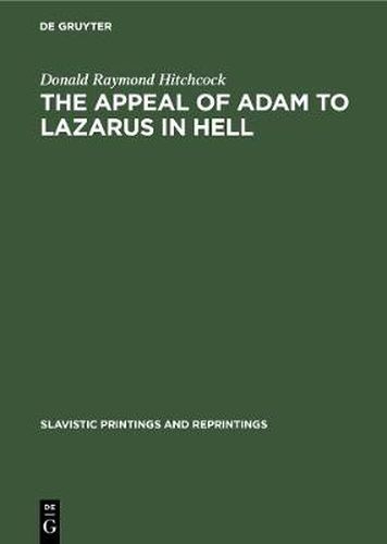 Cover image for The Appeal of Adam to Lazarus in Hell