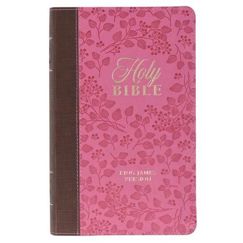 Cover image for KJV Holy Bible, Giant Print Standard Size Faux Leather Red Letter Edition - Thumb Index & Ribbon Marker, King James Version, Brown/Pink Berry