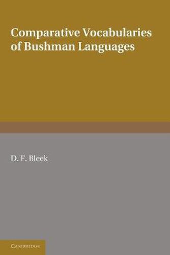 Cover image for Comparative Vocabularies of Bushman Languages