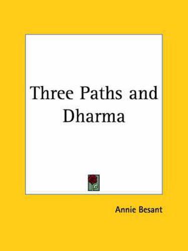 Cover image for Three Paths & Dharma (1902)