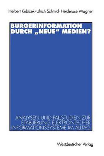 Cover image for Burgerinformation durch  Neue  Medien?