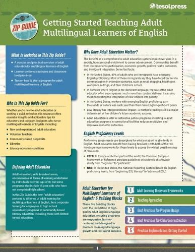 Cover image for TESOL Zip Guide: Getting Started with Teaching Adult Multilingual Learners of English