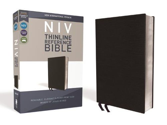 Cover image for NIV, Thinline Reference Bible, Bonded Leather, Black, Red Letter, Comfort Print
