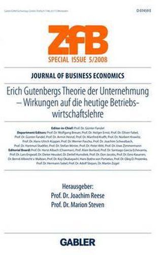 Cover image for Erich Gutenbergs Theorie der Unternehmung: Wirkungen auf die heutige Betriebswirtschaftslehre