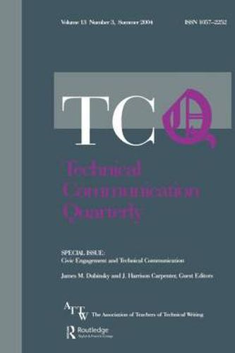 Cover image for Civic Engagement and Technical Communication: A Special Issue of Technical Communication Quarterly