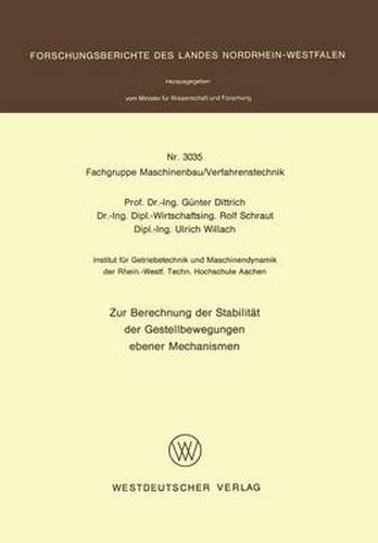 Cover image for Berechnung Der Stabilitat Der Gestellbewegungen Ebener Mechanismen