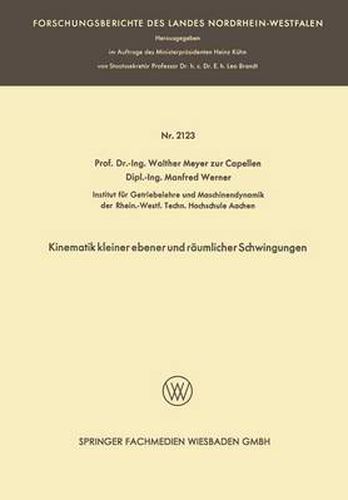 Cover image for Kinematik Kleiner Ebener Und Raumlicher Schwingungen