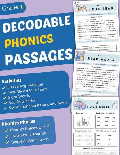 Cover image for Decodable Phonics Passages Grade 1