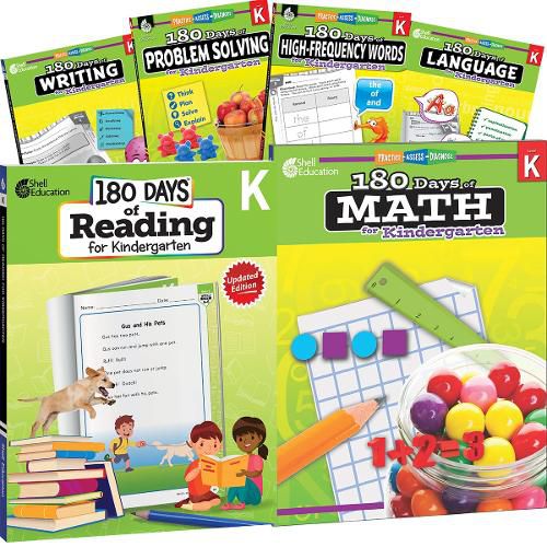 Cover image for 180 Days (TM): Reading, High-Frequency Words, Math, Problem Solving, Writing, & Language for Grade K: 6-Book Set