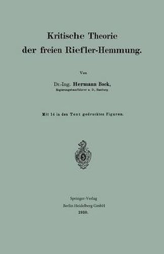 Cover image for Kritische Theorie Der Freien Riefler-Hemmung