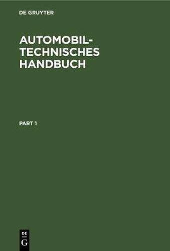 Cover image for Automobiltechnisches Handbuch: Erganzungsband Zur 18. Auflage