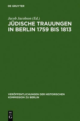 Cover image for Judische Trauungen in Berlin 1759 bis 1813