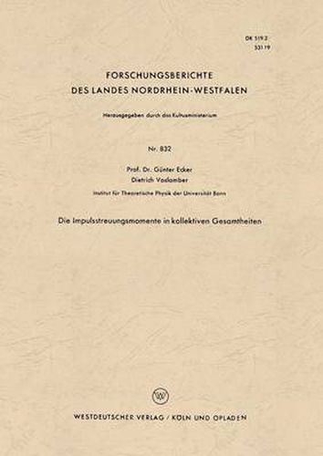 Cover image for Die Impulsstreuungsmomente in Kollektiven Gesamtheiten